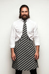 black grey striped tie apron nice bearded man