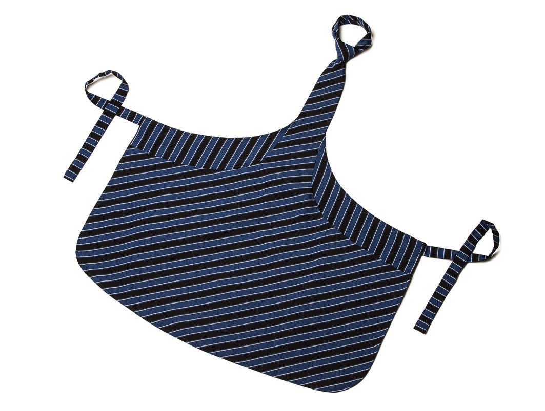 blue black white striped tie apron product image